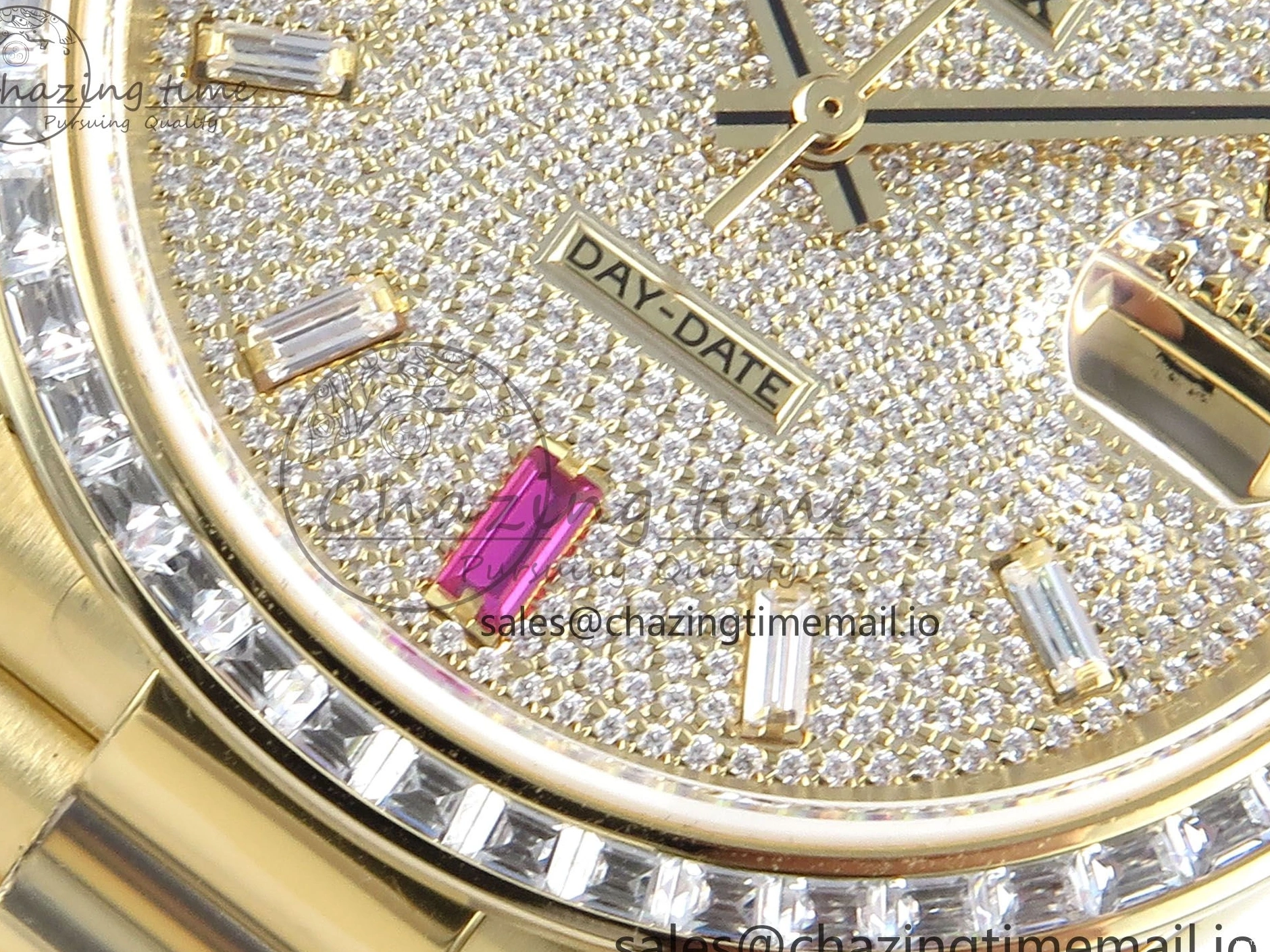 MiroTime 0314 DayDate 40 YG QF 1:1 Best Edition Pink Diamonds Dial Diamonds Bezel on President Bracelet A2836 V5 (Gain Weight) ZipUp 488